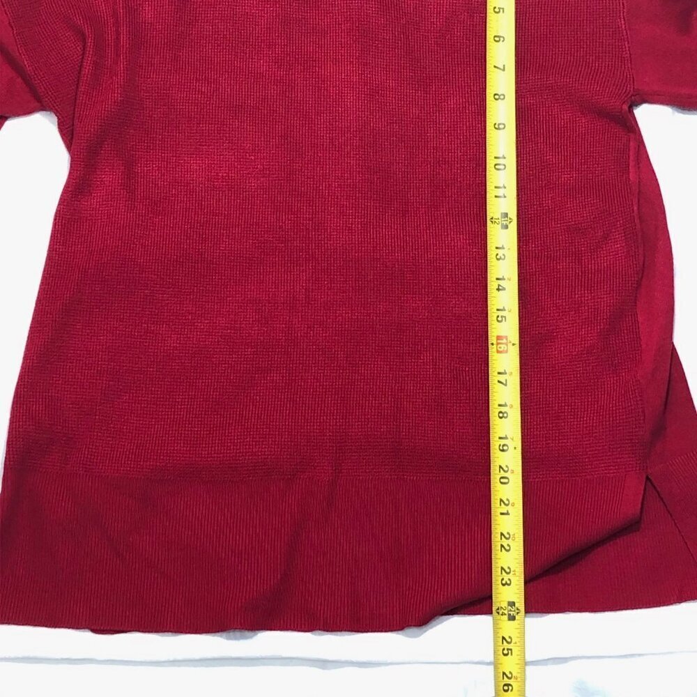 Jones New York Signature Sweater Womens Medium Red Cowl Neck Drawstring Holidays - Picture 9 of 10